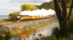 Southern Pacific 4449 on Fall Color Excursion along Mississippi River